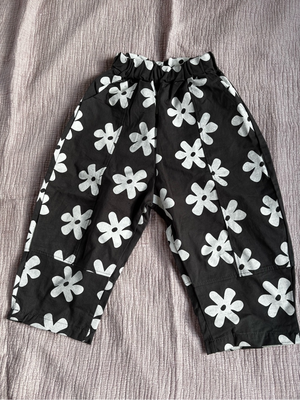 Black Floral Print Wide Leg Pants size 100 cm for girls 3-4 years old